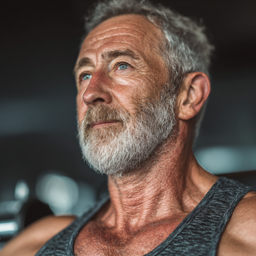 Възрастен човек тренира със съпротивление